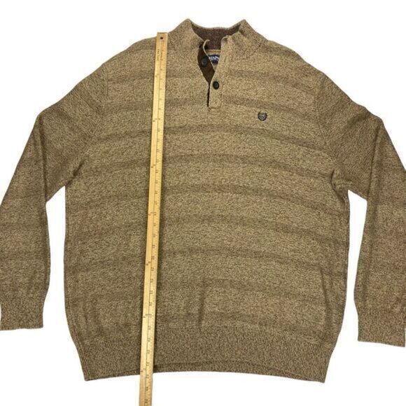 CHAPS Sweater Mens 3XLT Brown 3 Buttons Mock Neck Classic Knit Henley Pullover - Picture 13 of 16